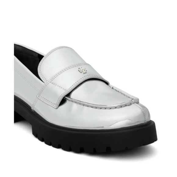 NWOT TORY BURCH SILVER CHUNKY CLASSIC LUG LOAFERS - 8M - Picture 5 of 9